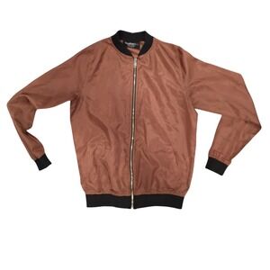 BoohooMAN Brown Bomber Jacket Mens Small Casual Lightweight Coat‎